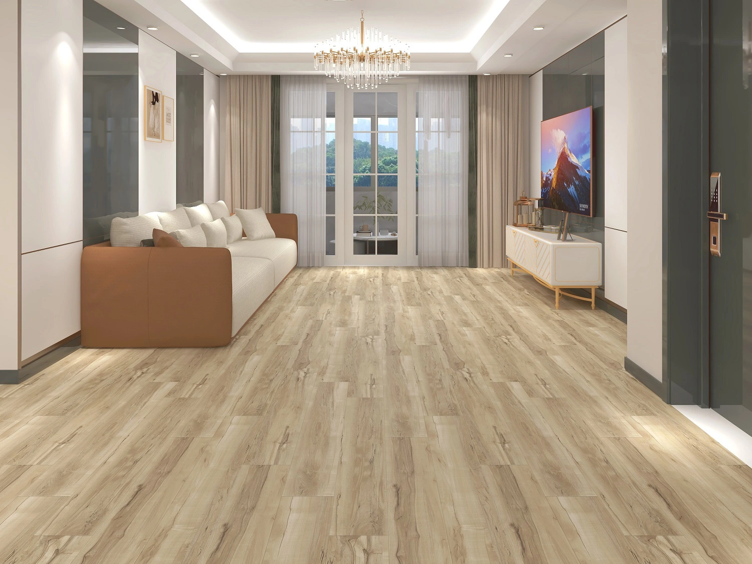 Modern SPC click flooring installed in a Dubai interior